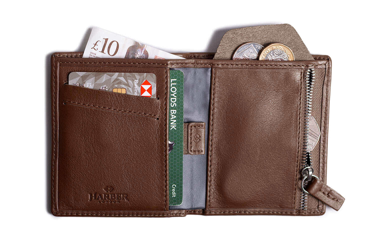 Leather Bifold Zip Wallet with RFID Protection - Image 7
