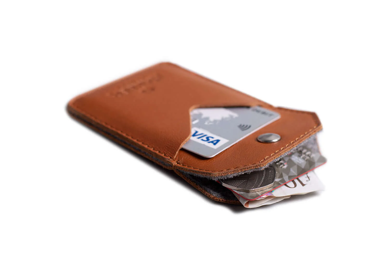 Leather Snap Card Holder - 2 pockets - Image 3