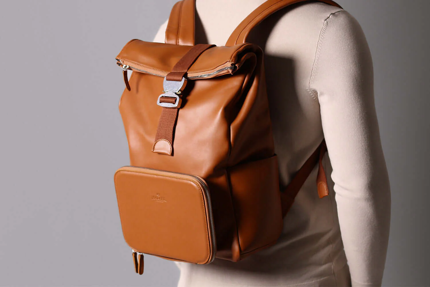 Leather Roll Top Backpack - Image 3