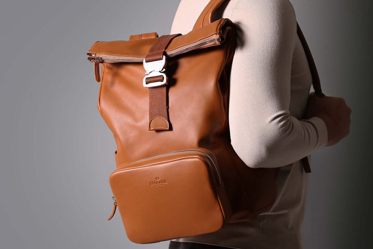 Leather Roll Top Backpack - Image 6