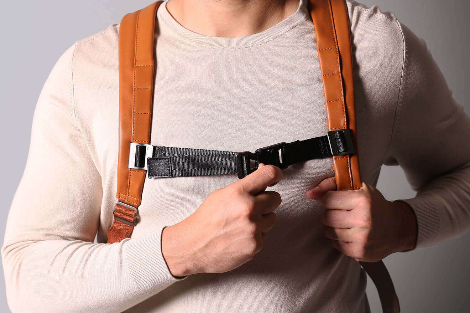 Leather Roll Top Backpack - Image 7